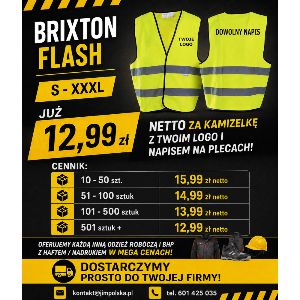 Kamizelka ostrzegawcza żółta Brixton Flash | JiM Polska