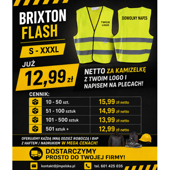 51-100szt Kamizelka odblaskowa Brixton Flash ze | JiM Polska