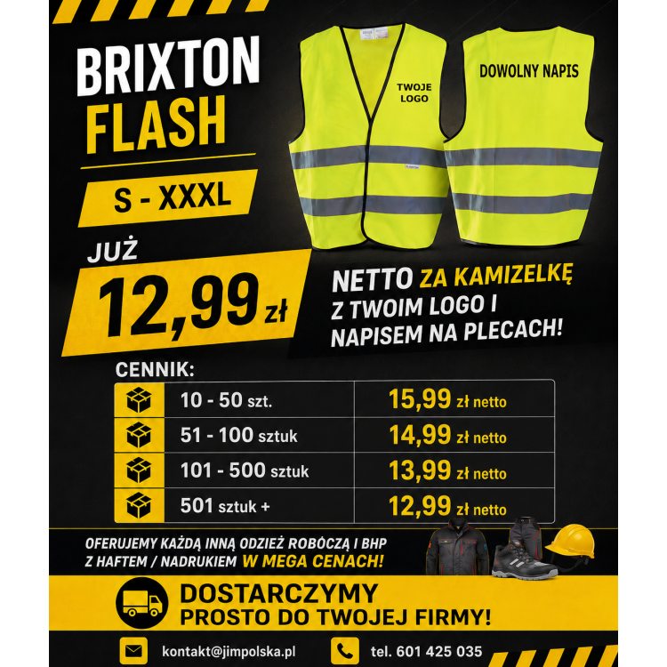 501szt+ Kamizelka odblaskowa Brixton Flash ze | JiM Polska